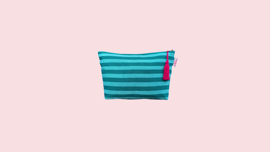Blue Lagoon Handwoven Toiletry Bag | Teal & Blue