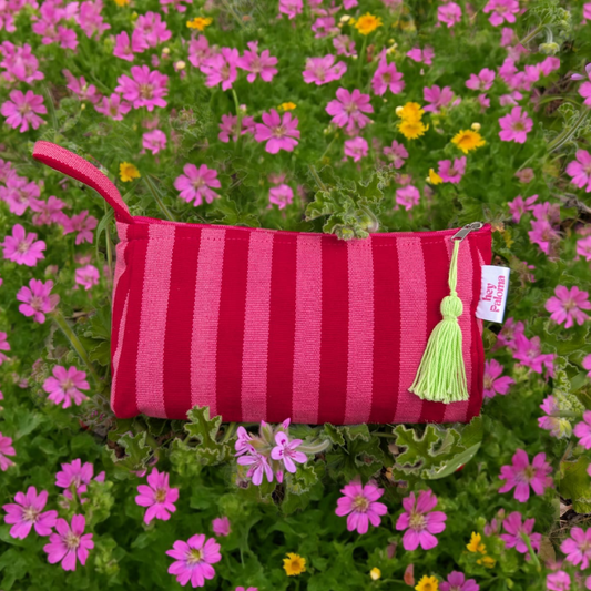 Cherry Pop Handwoven Toiletry Bag | Pink & Red