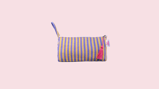 Violet Ray Handwoven Toiletry Bag | Lilac & Yellow