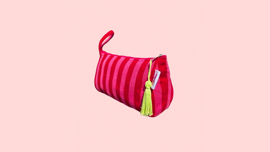 Cherry Pop Handwoven Toiletry Bag | Pink & Red