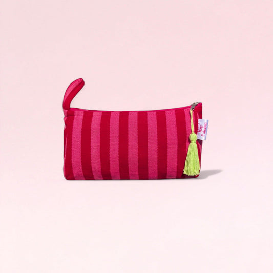 Cherry Pop Handwoven Toiletry Bag | Pink & Red
