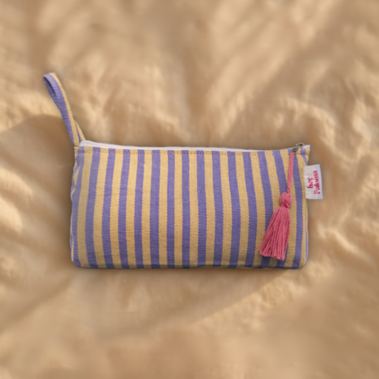 Violet Ray Handwoven Toiletry Bag | Lilac & Yellow