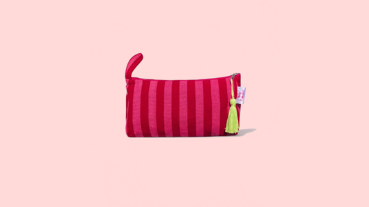 Cherry Pop Handwoven Toiletry Bag | Pink & Red